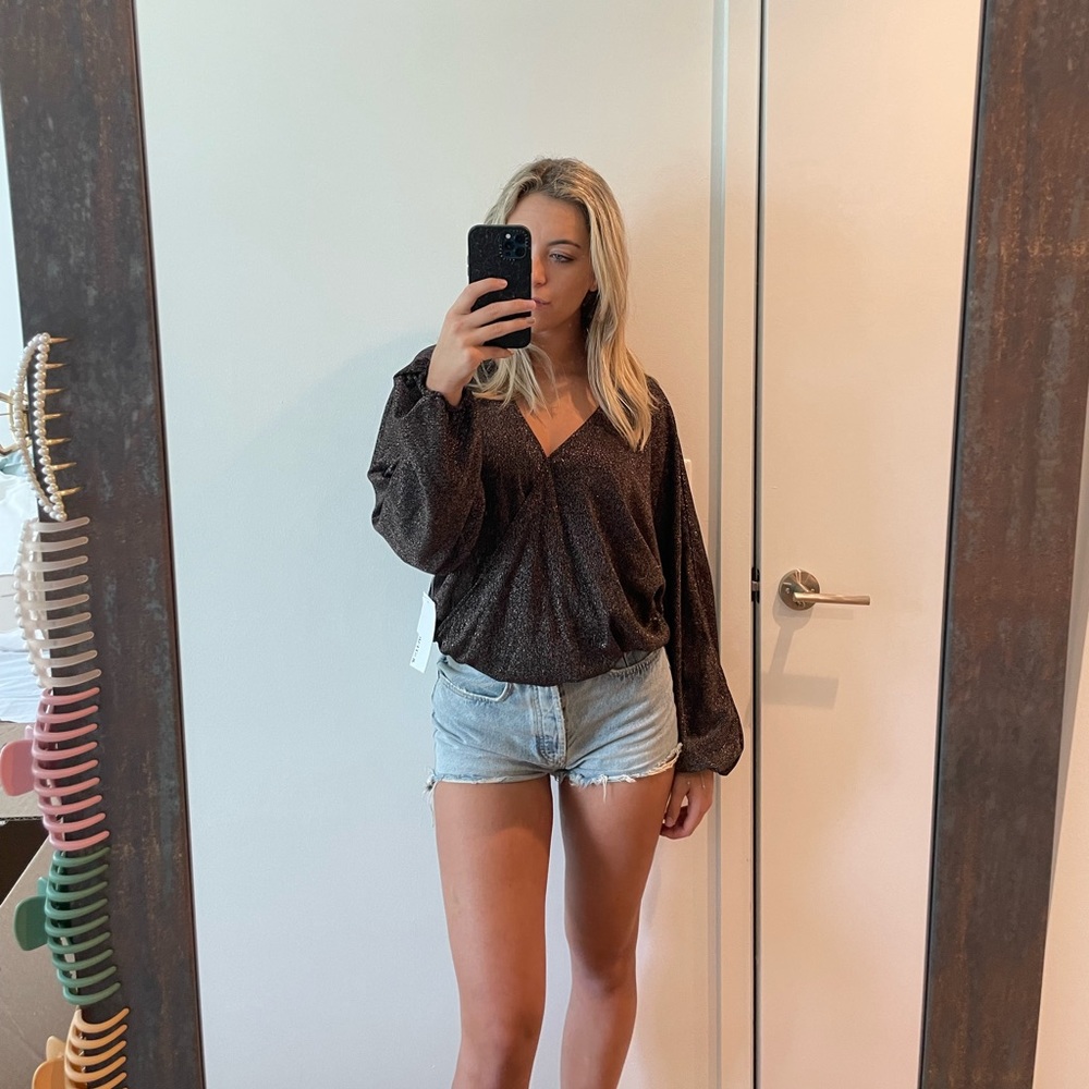 Bronze long sleeve sparkle top